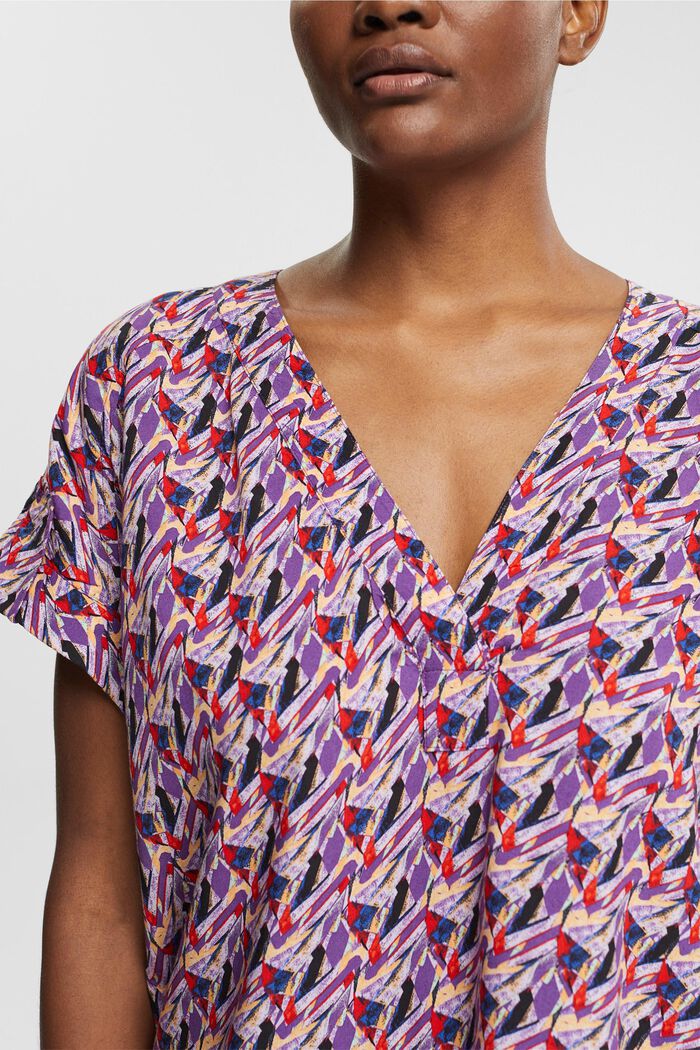 Patterned blouse, LENZING™ ECOVERO™, LAVENDER, detail image number 0