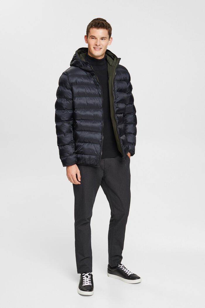 Quilted jacket with hood, BLACK, detail image number 0