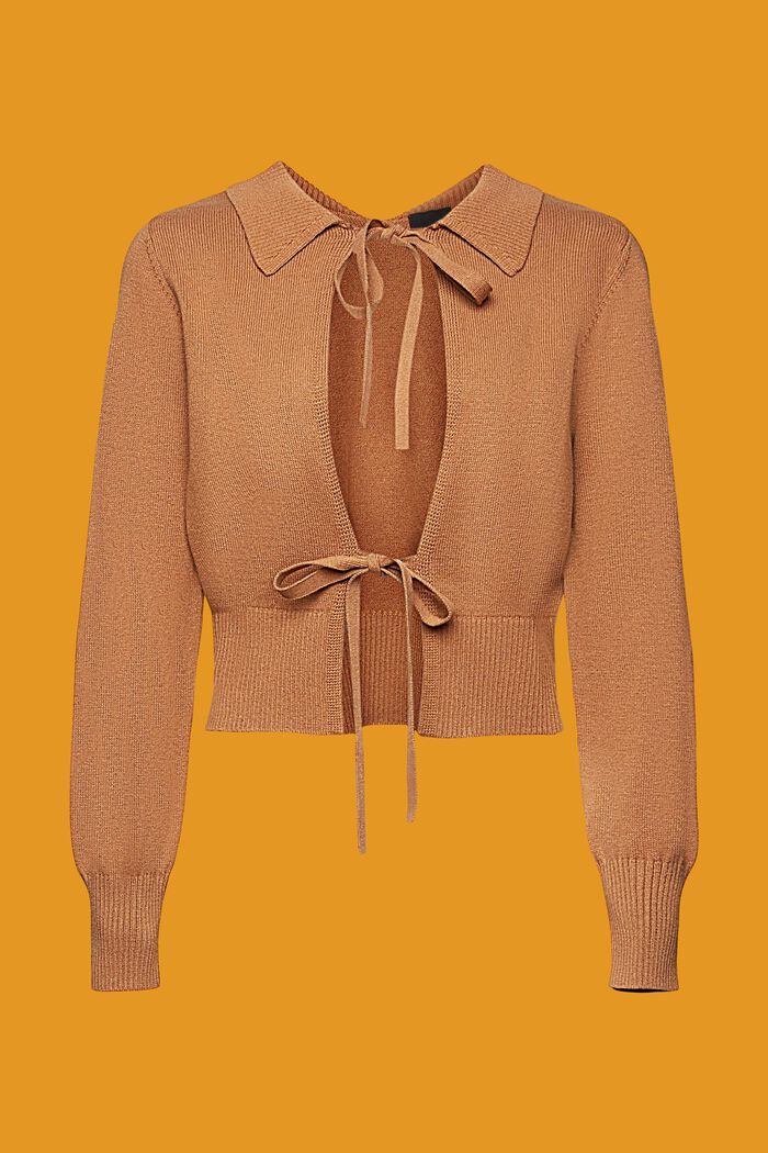 Tie front cardigan, TOFFEE, detail image number 7