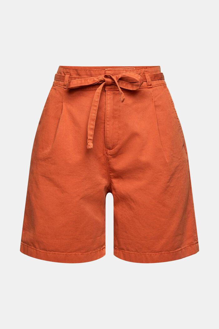 Shorts with a tie-around belt, organic cotton, TOFFEE, detail image number 6