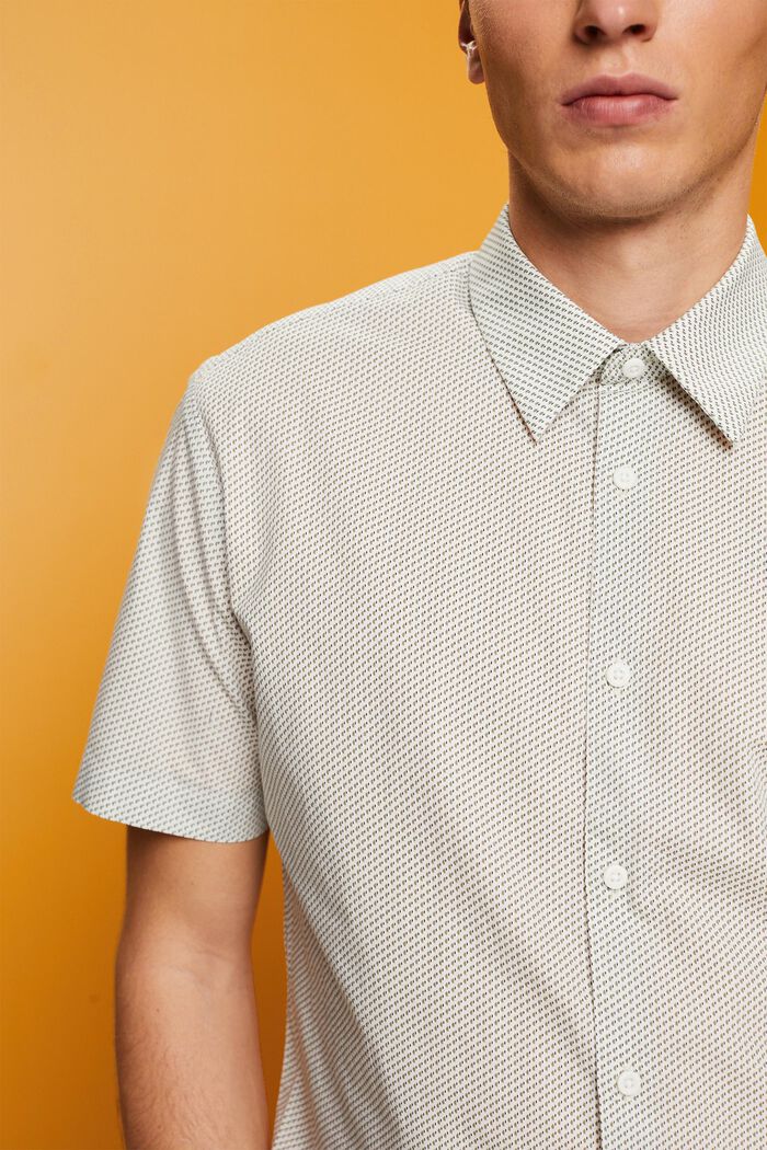 Patterned short sleeve shirt, 100% cotton, LIGHT KHAKI, detail image number 2