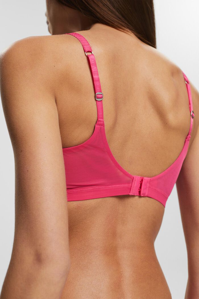 Recycled: unpadded crop top made of mesh, PINK FUCHSIA, detail image number 4