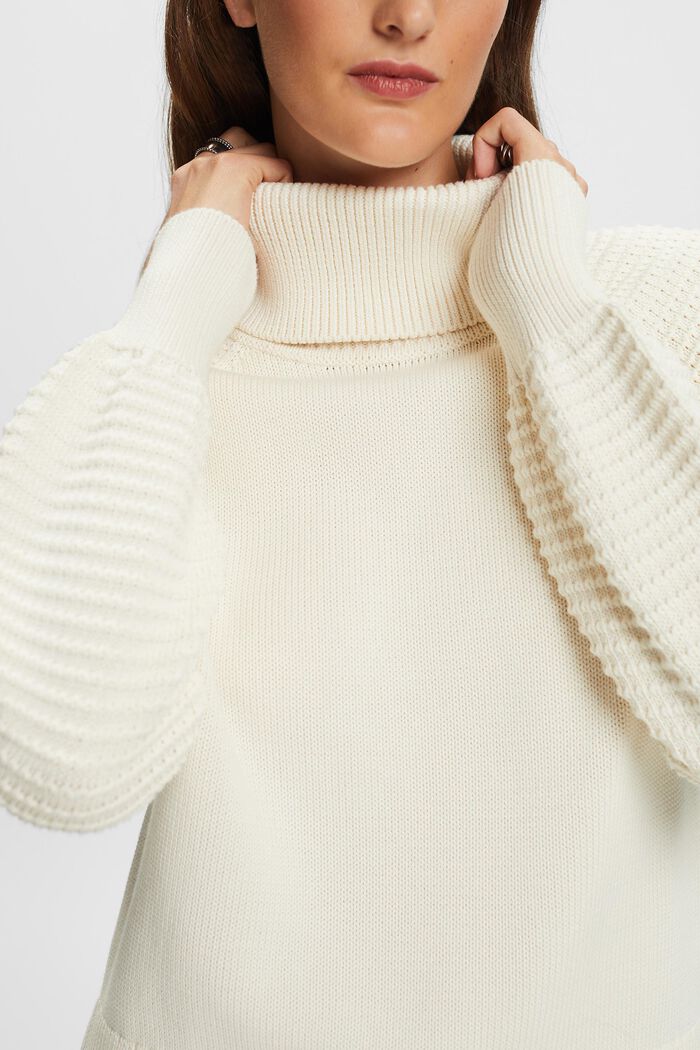 Cotton Turtleneck Sweater, ICE, detail image number 2