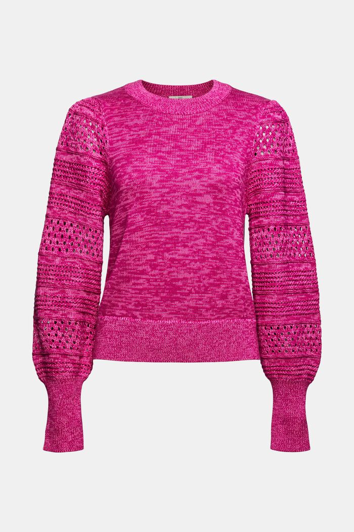 Jumper with openwork elements, PINK FUCHSIA, overview