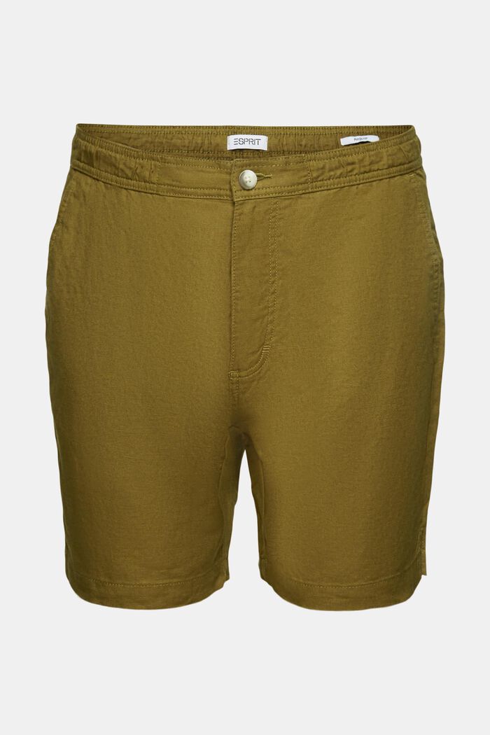 Cotton-Linen Bermuda Shorts, OLIVE, detail image number 7