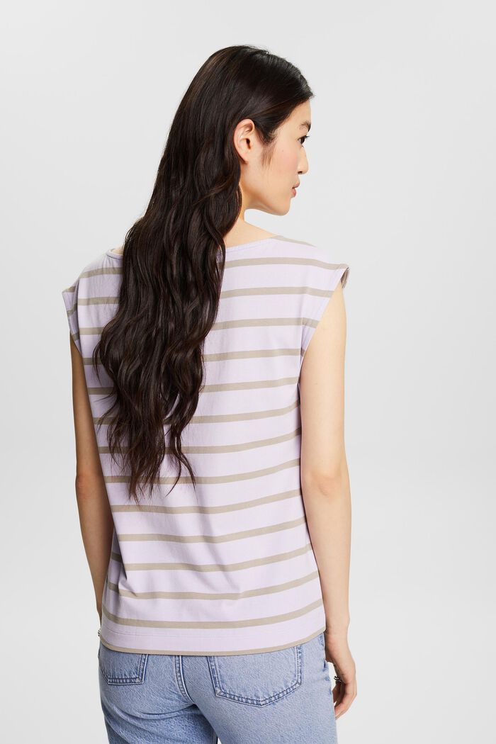Striped Sleeveless T-Shirt, LAVENDER, detail image number 2