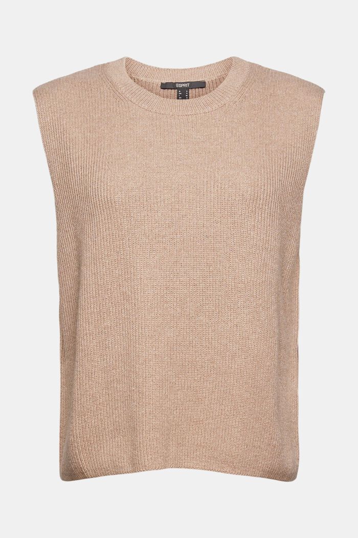 Rib knit sleeveless jumper in fabric blend containing cashmere, LIGHT TAUPE, detail image number 7