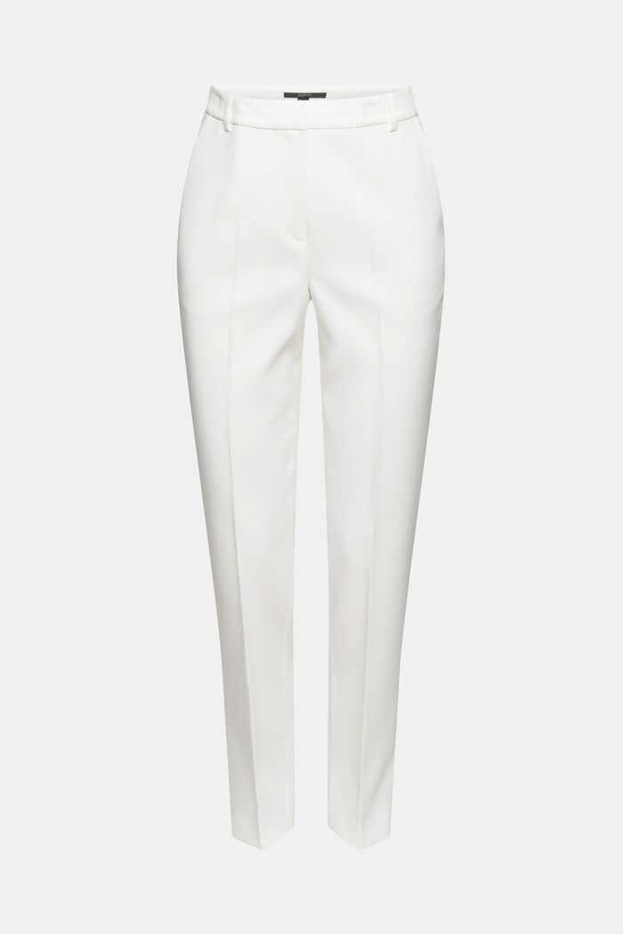 Trousers with pressed pleats, OFF WHITE, overview
