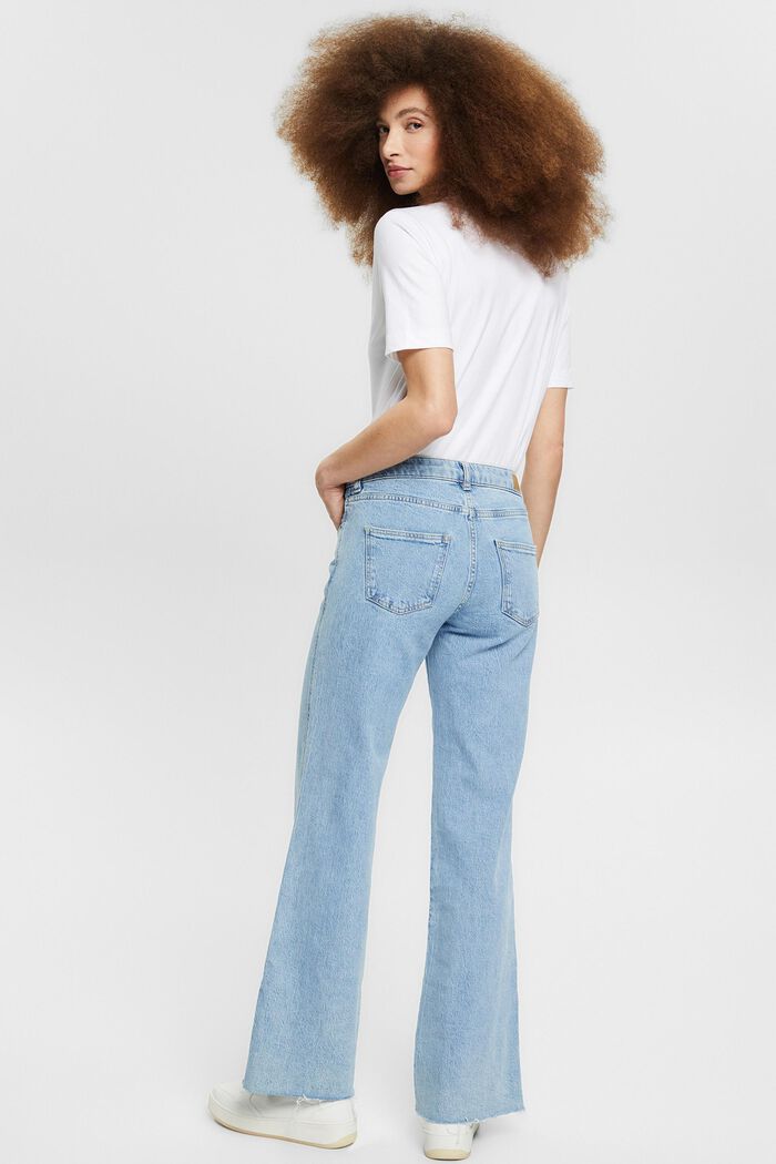 Wide leg jeans in organic cotton, BLUE LIGHT WASHED, detail image number 3
