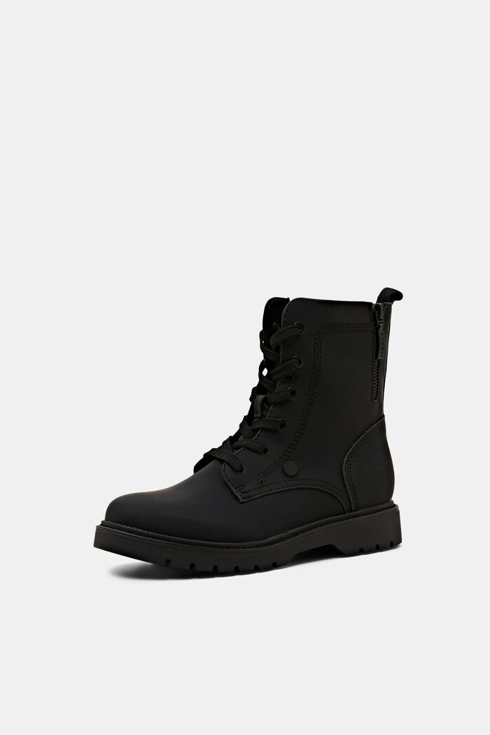 Faux Leather Lace-Up Boots, BLACK, detail image number 2