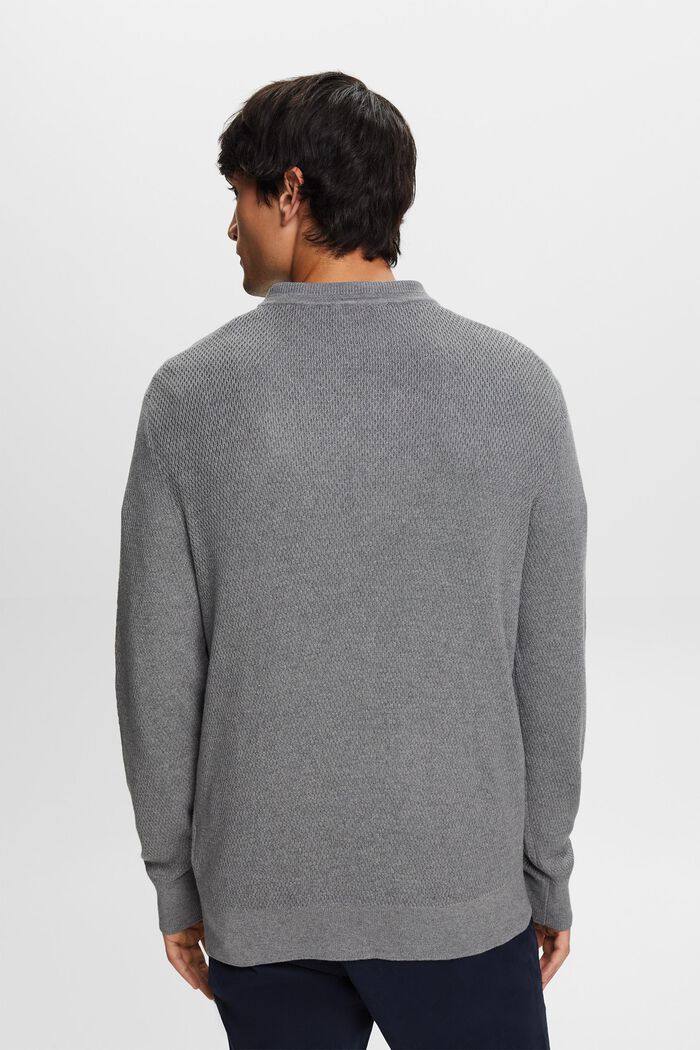 Structured Knit Crewneck Sweater, GREY, detail image number 3