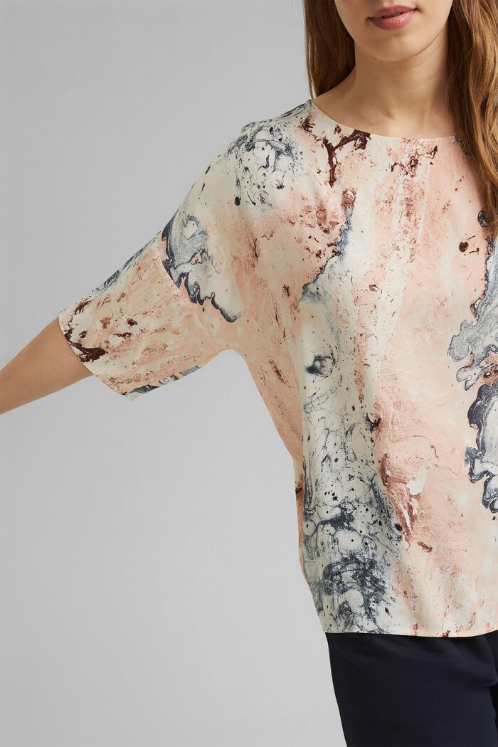 Blouse with marble print LENZING™ ECOVERO™, DUSTY NUDE, detail image number 2