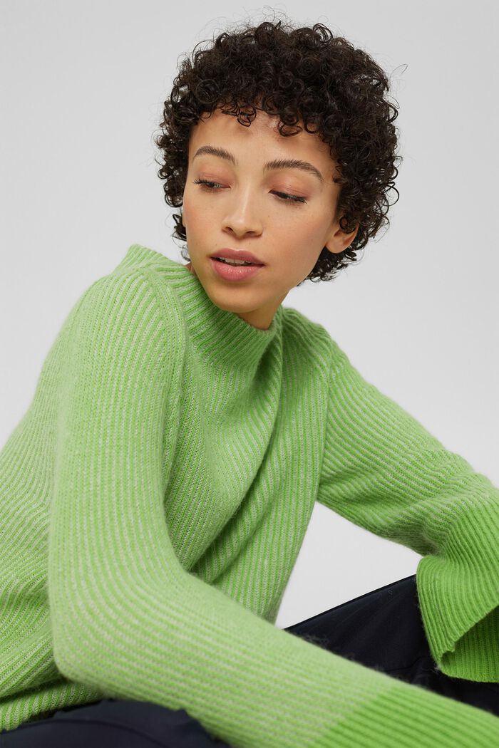 Rib knit jumper made of blended wool containing alpaca, GREEN, detail image number 6