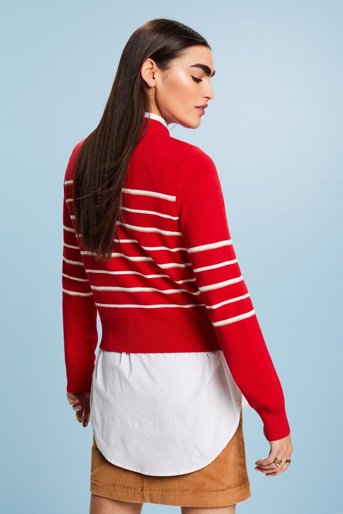 Striped knitted jumper with cashmere, RED, detail image number 3