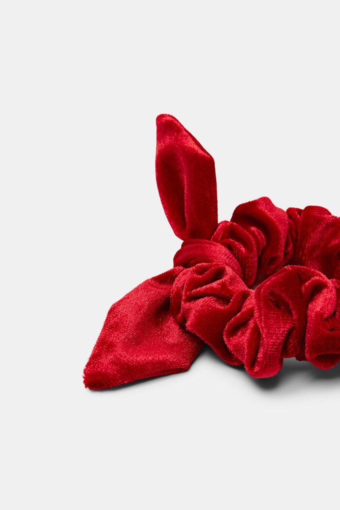Velvet Bow Scrunchie, DARK RED, detail image number 1
