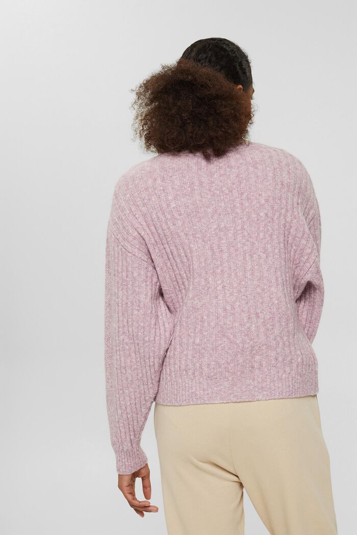 Wool blend: jumper with pattern mix, NEW MAUVE, detail image number 3