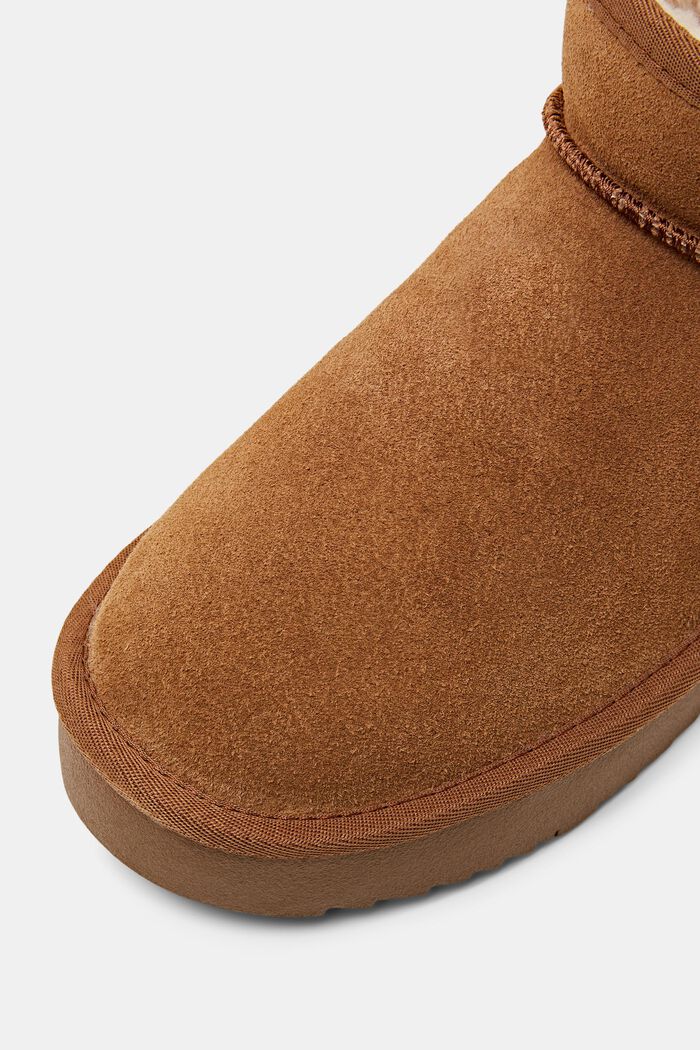 Faux-Fur Lined Suede Booties, CARAMEL, detail image number 3