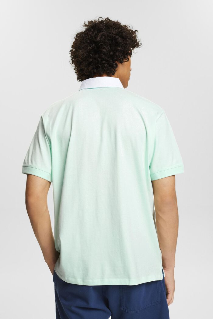 Jersey polo shirt with a print, LIGHT AQUA GREEN, detail image number 3