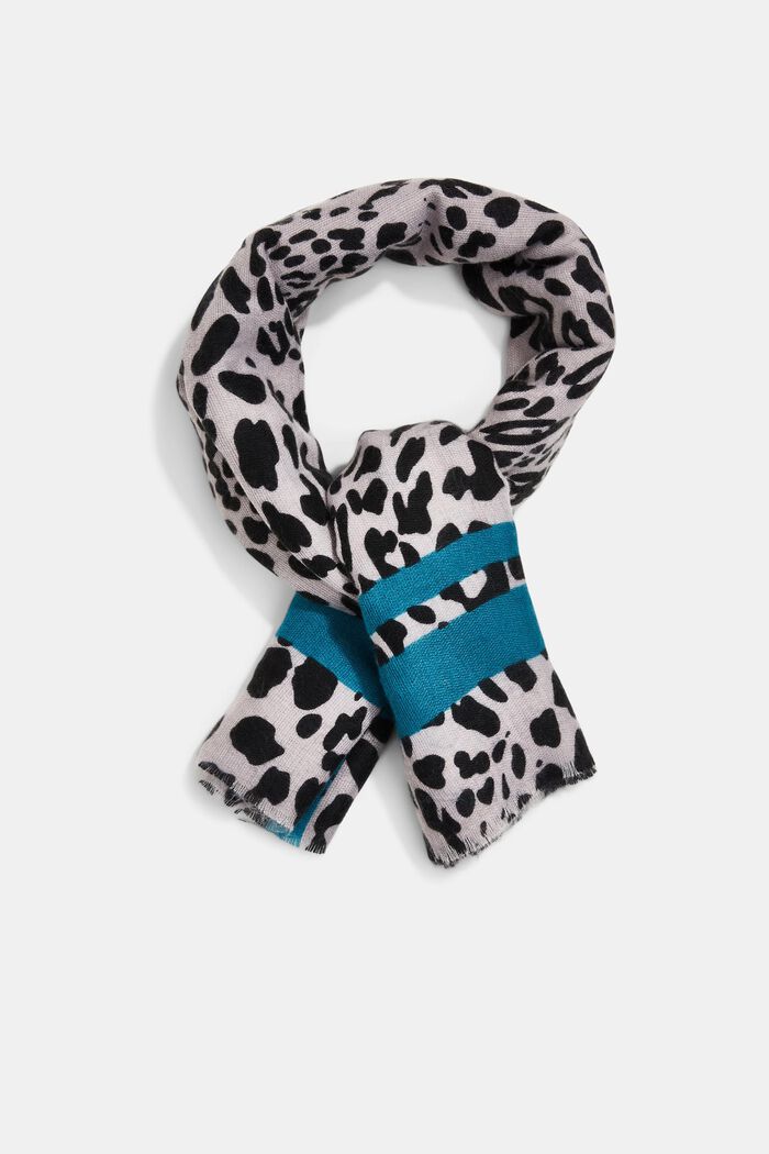Recycled: leopard pattern scarf, MEDIUM GREY, detail image number 0