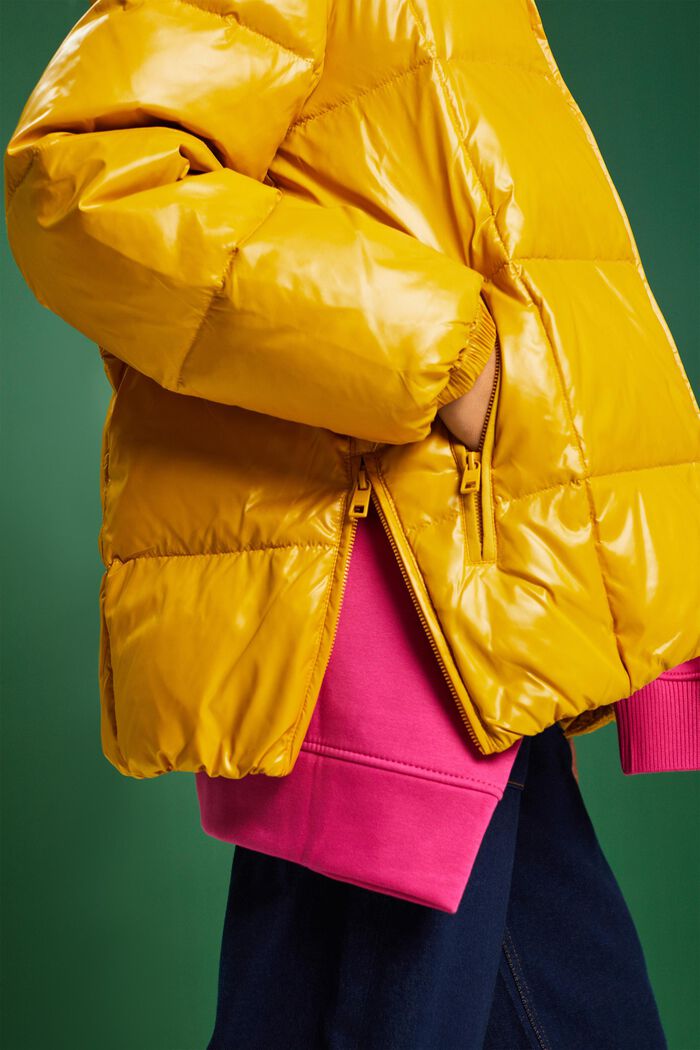 Recycled: puffer jacket with down, AMBER YELLOW, detail image number 3