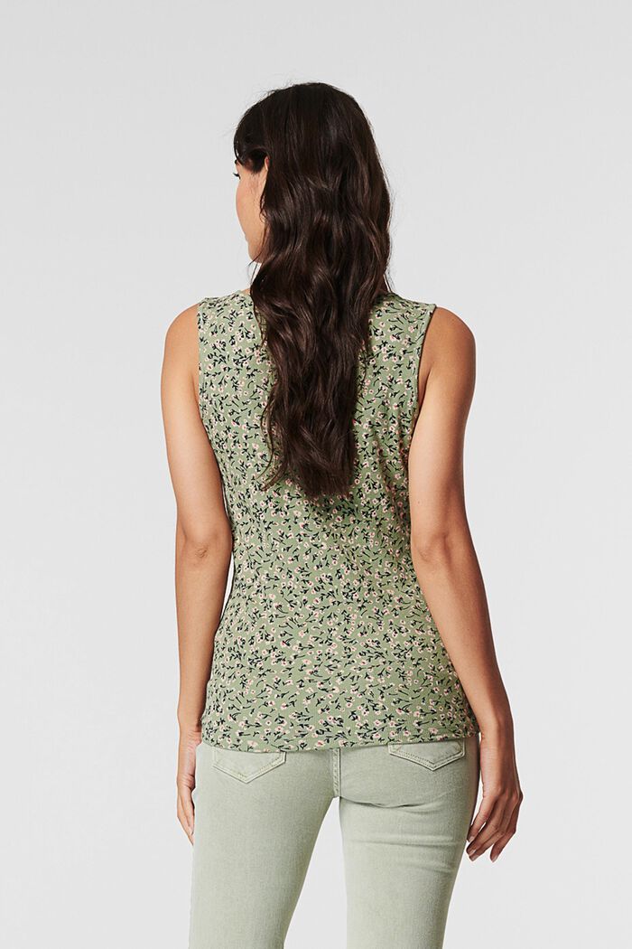 Floral top made of organic cotton, REAL OLIVE, detail image number 3