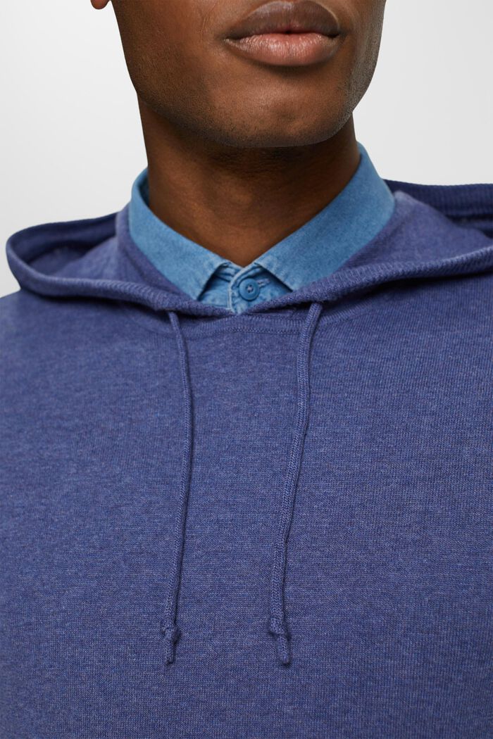 Knit hooded jumper, GREY BLUE, detail image number 0