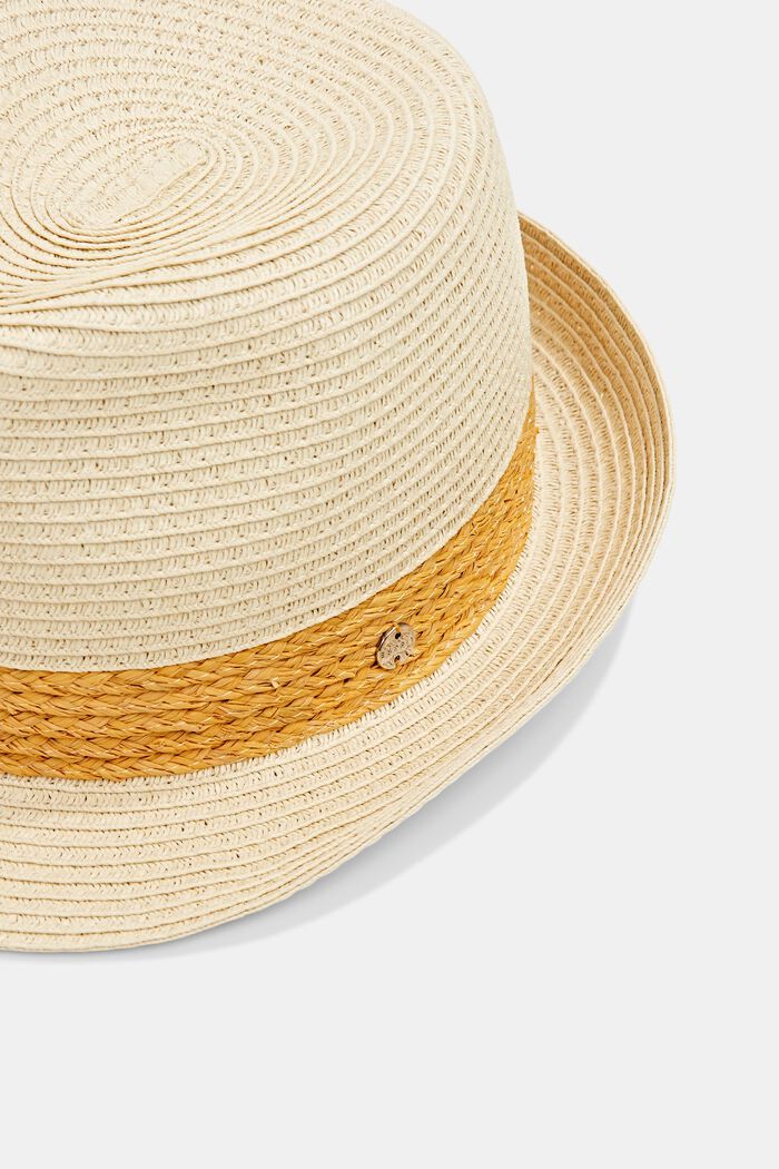 Trilby hat with a straw trim, YELLOW, detail image number 1