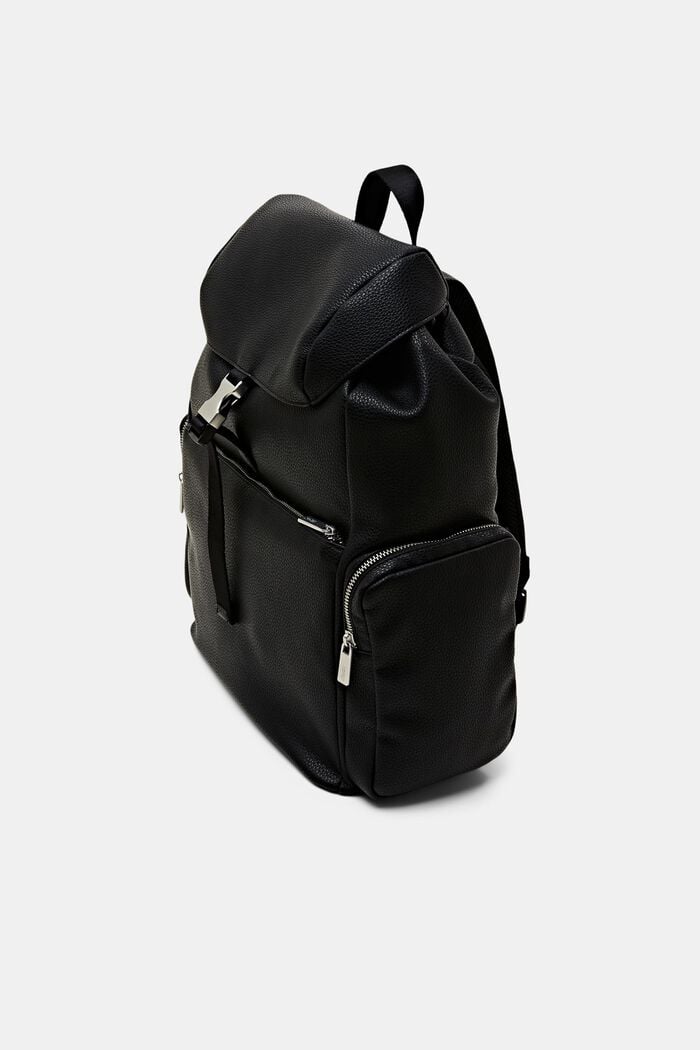 Vegan Leather Backpack, BLACK, detail image number 2