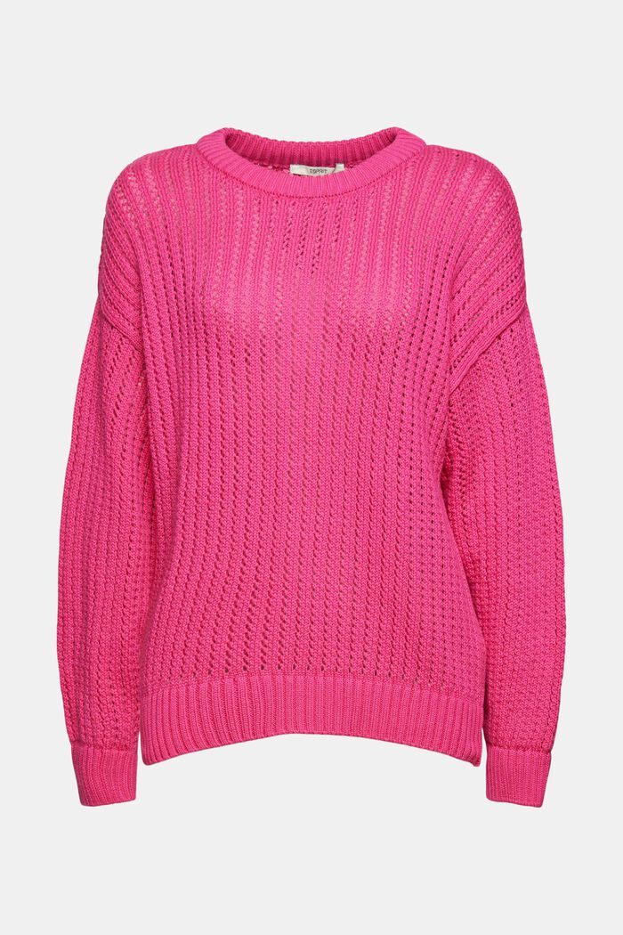 Patterned knit jumper made of organic cotton, PINK FUCHSIA, detail image number 7