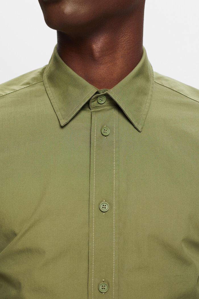 Cotton Poplin Short-Sleeve Shirt, LIGHT KHAKI, detail image number 3
