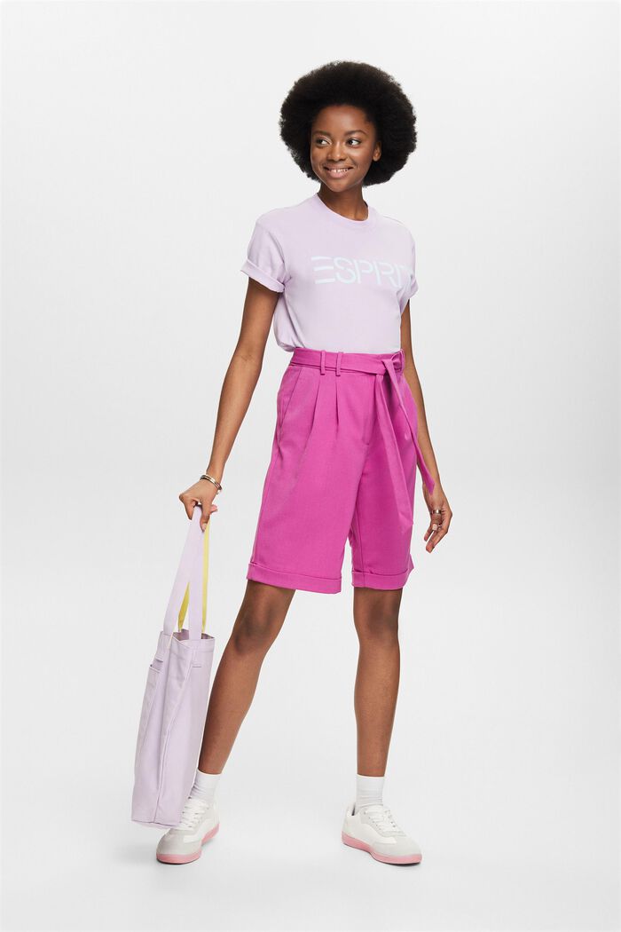 Bermuda shorts with waist pleats, PINK FUCHSIA, detail image number 1