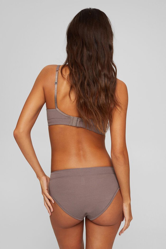 Padded non-wired bra made of ribbed jersey, TAUPE, detail image number 1