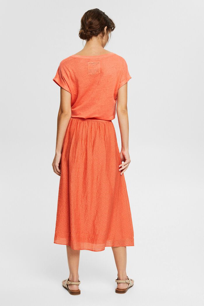 Midi skirt with button placket, LENZING™ ECOVERO™, CORAL ORANGE, detail image number 3
