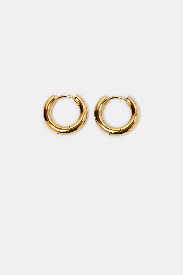 Gold-Tone Stainless Steel Hoop Earrings, GOLD, detail image number 0