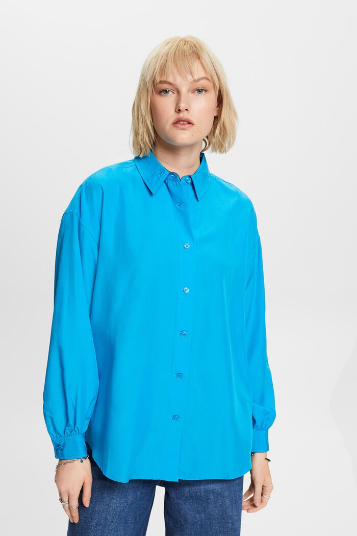 Oversized shirt blouse, BLUE, detail image number 0