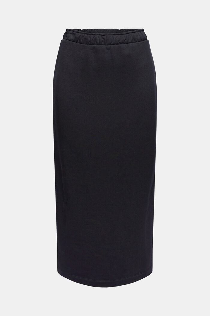 Organic cotton blend sweatshirt midi skirt, BLACK, overview