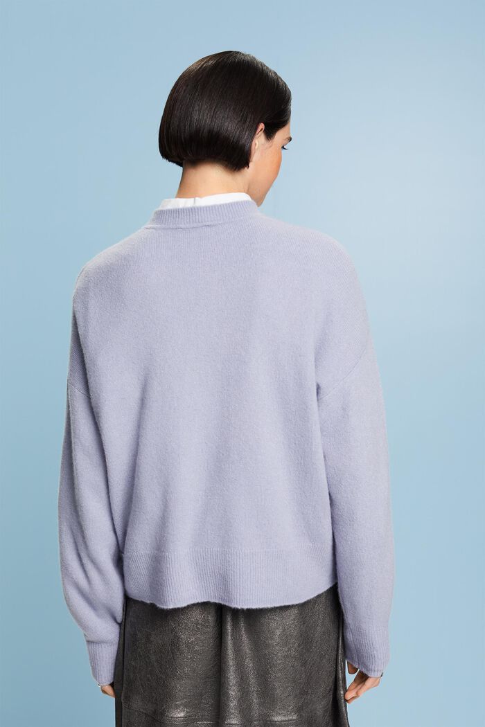 Wool Blend Crewneck Sweater, LIGHT BLUE LAVENDER, detail image number 4