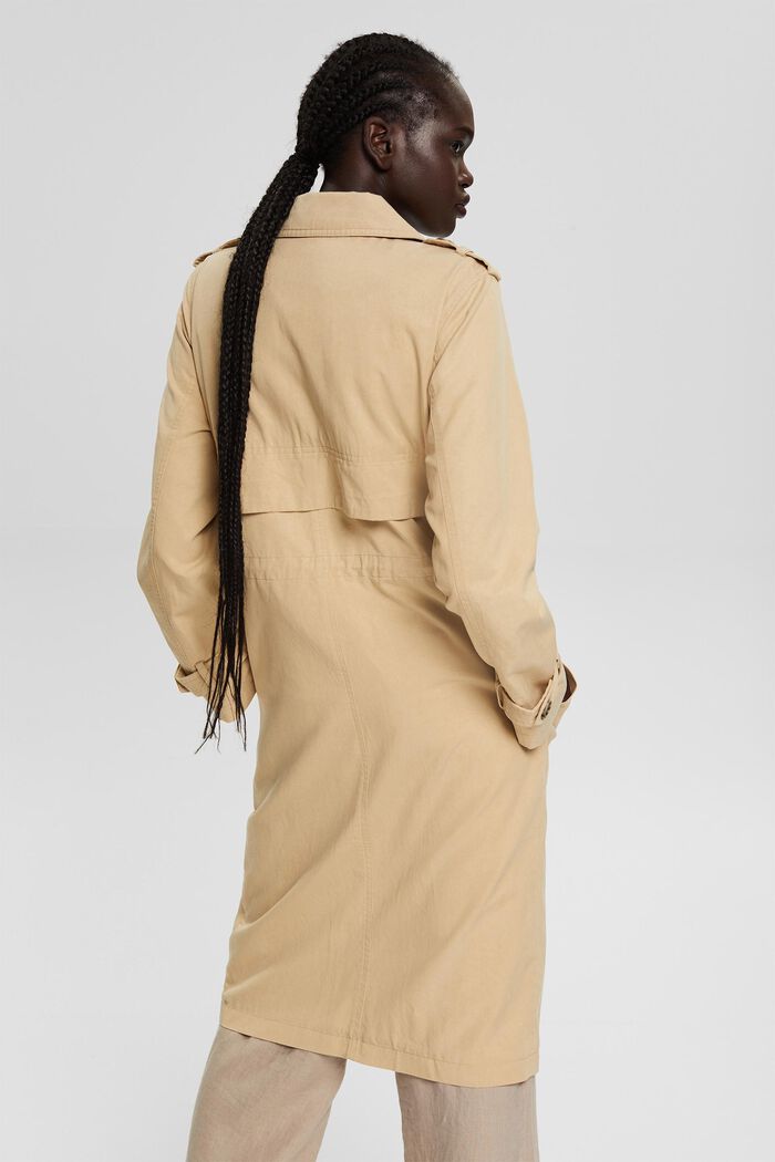 Containing TENCEL™: Trench coat with a zip, SAND, detail image number 3