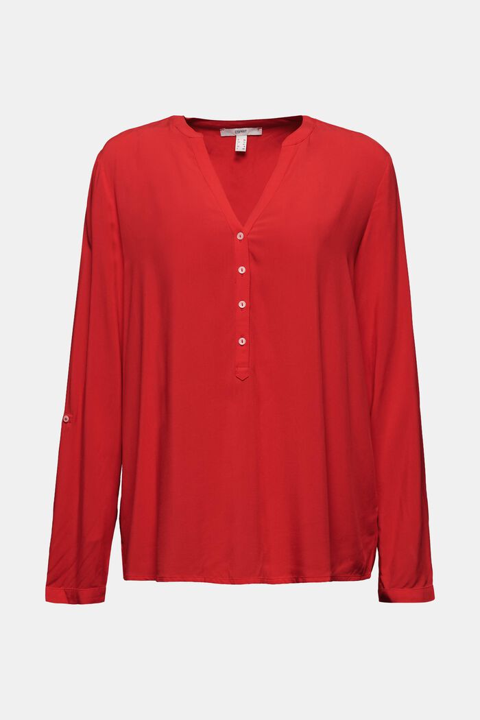 Henley blouse, LENZING™ ECOVERO™, RED, detail image number 0