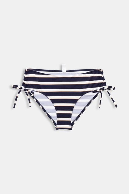 Striped bikini bottoms with mid-height waistband