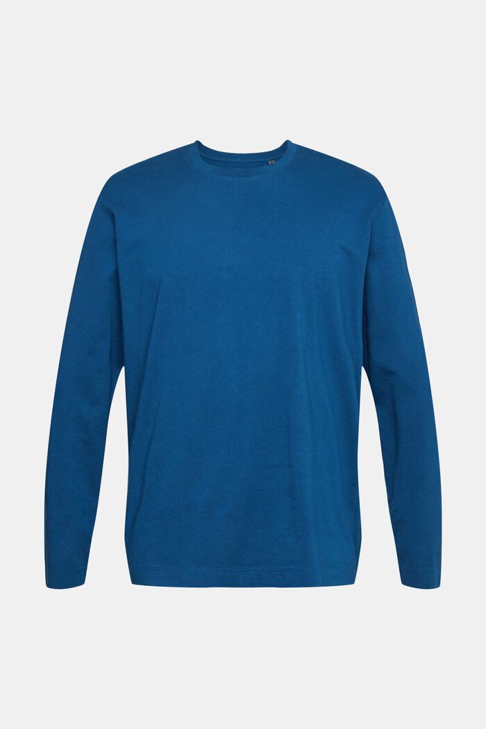 Stand-up collar long sleeve top, PETROL BLUE, detail image number 2
