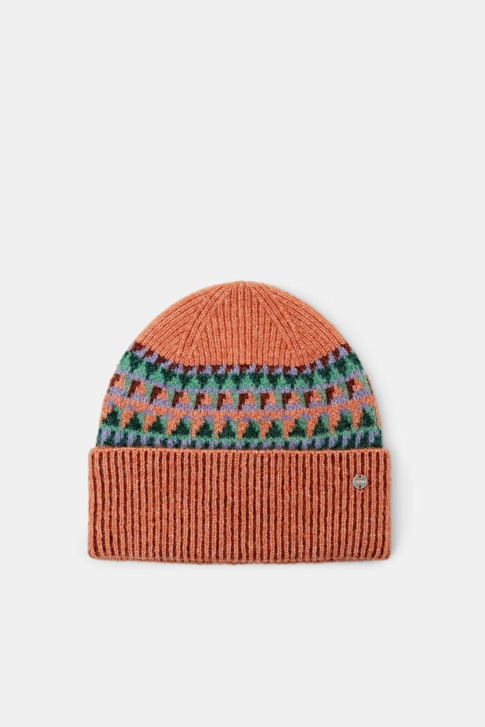 Ribbed Graphic Beanie, GOLDEN ORANGE, detail image number 0
