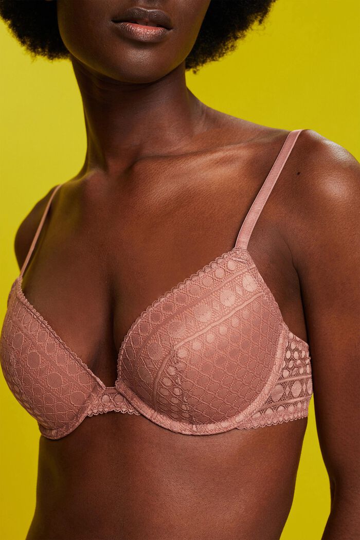Recycled: push-up bra with lace, CINNAMON, detail image number 1