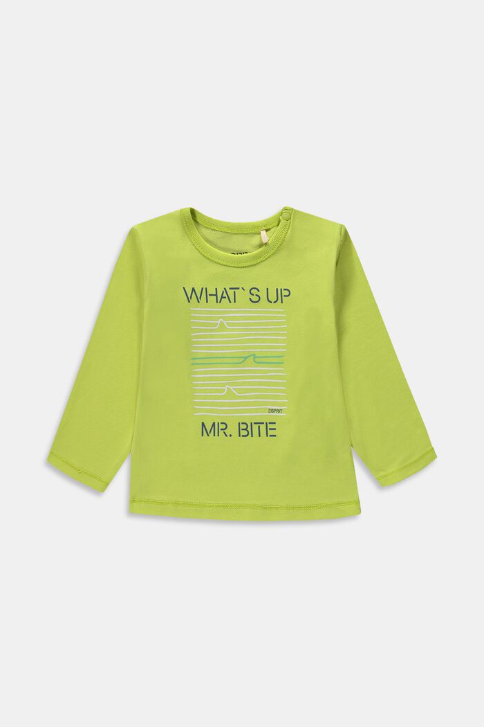 Printed long sleeve top, organic cotton, CITRUS GREEN, overview