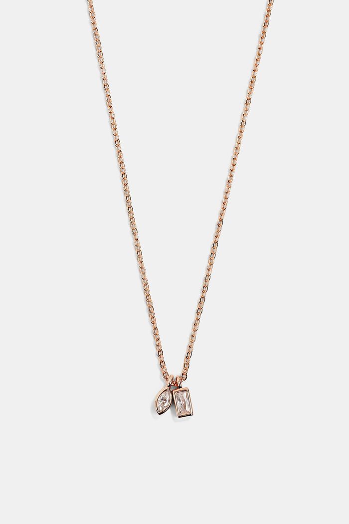 Necklace with two pendants, sterling silver, ROSEGOLD, detail image number 2