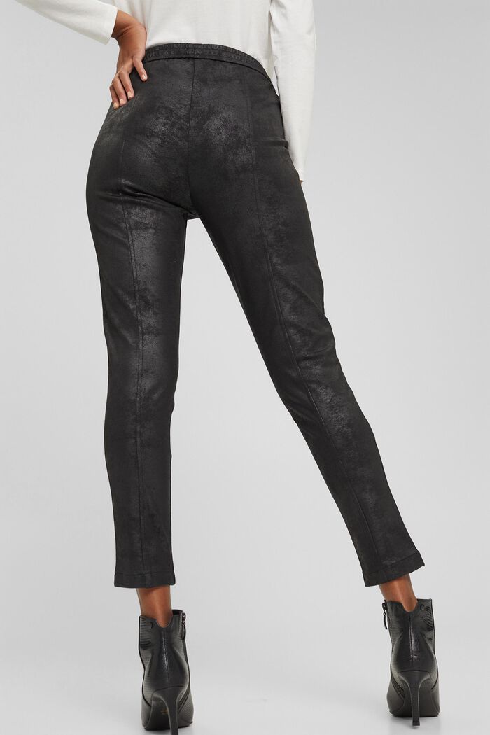 Coated tracksuit bottoms in a biker look, BLACK, overview