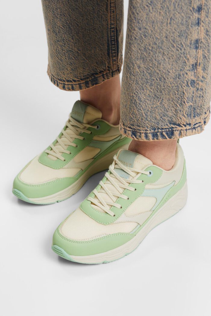 Faux Leather Sneakers, LIGHT GREEN, detail image number 1