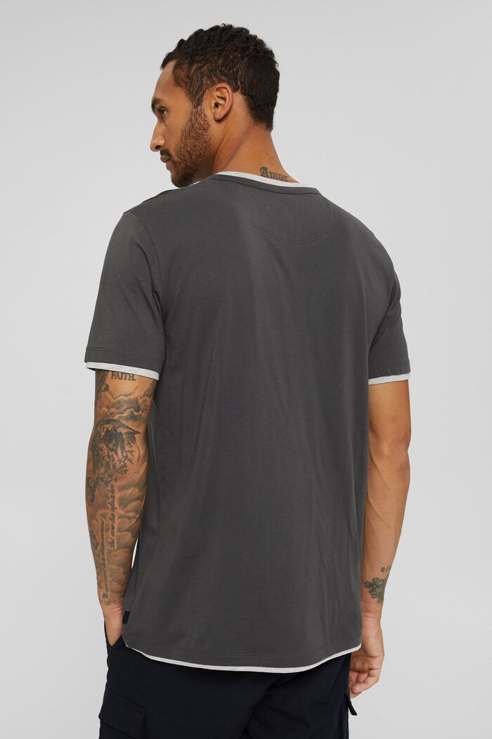 Jersey T-shirt with layered details, DARK GREY, detail image number 3