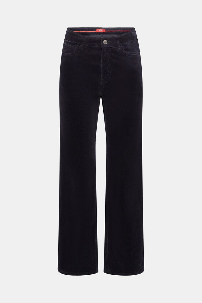 High-Rise Straight Fit Corduroy Trousers, NAVY, detail image number 7