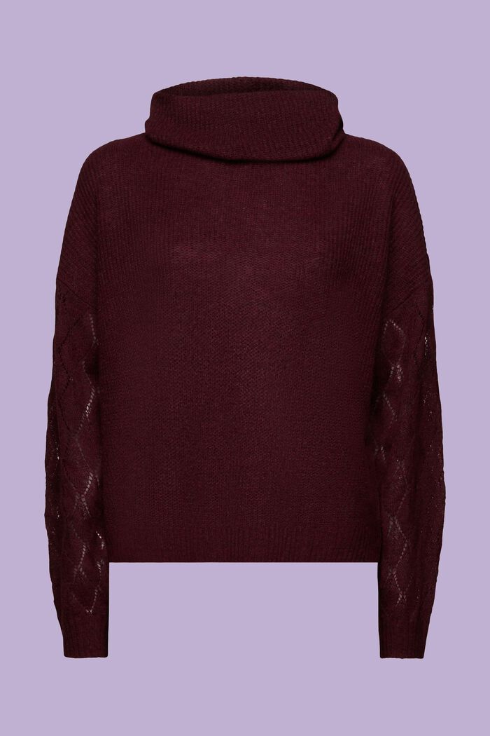 Cowl Neck Sweater, BORDEAUX RED, detail image number 6
